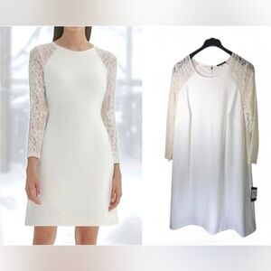 Tommy Hilfiger Lace-Sleeve A-Line Ivory Dress Size 18W NWT